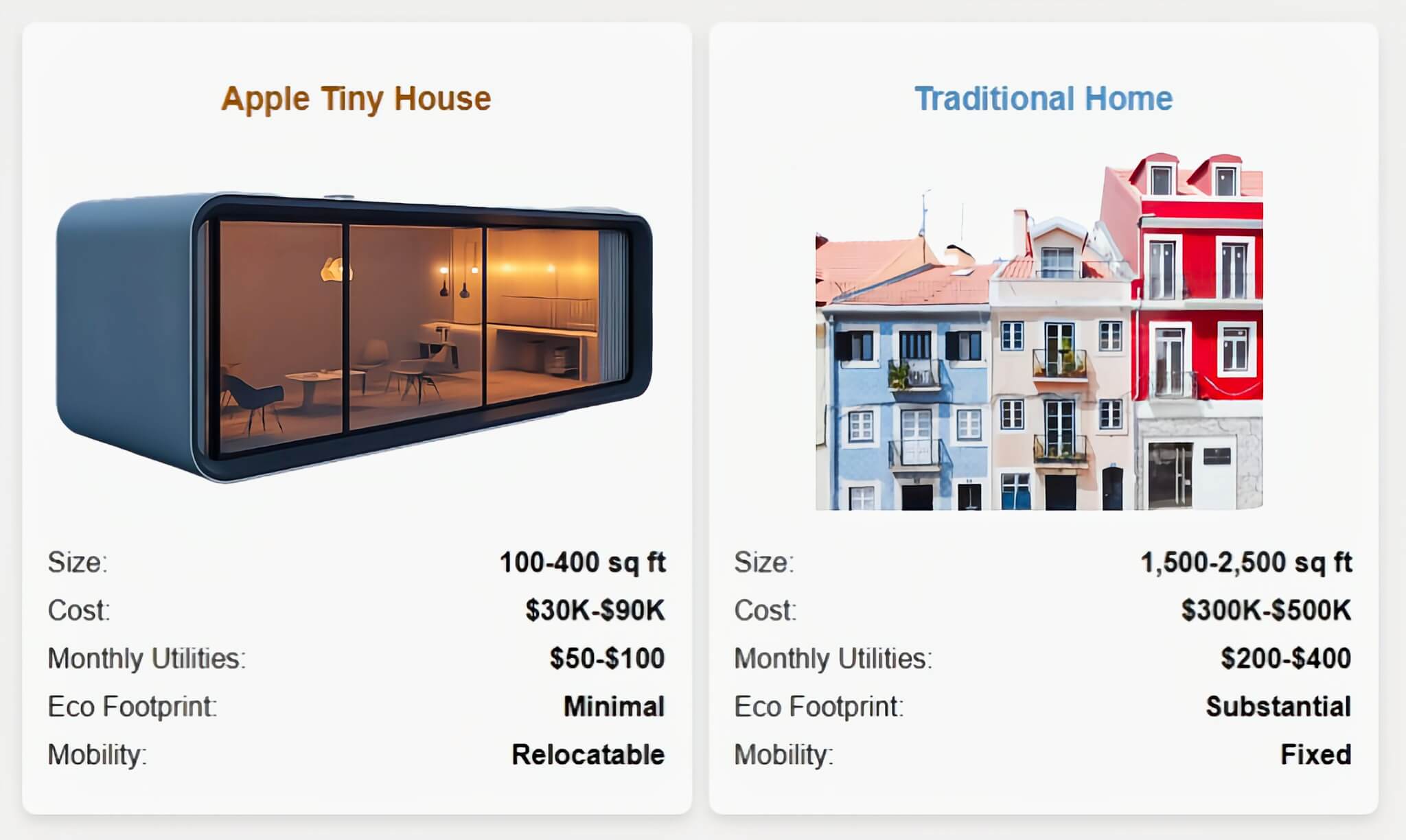 pomme petite maison vs maison traditionnelle