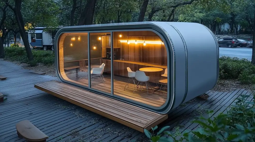 Une petite maison de cabine aux pommes dans un hôtel de charme